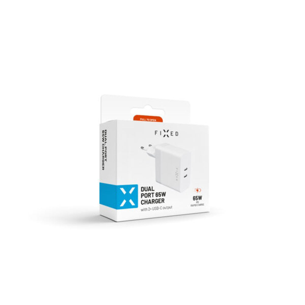 Incarcator Retea Fixed, 65W, 3.25A, 2 x USB-C, Alb
