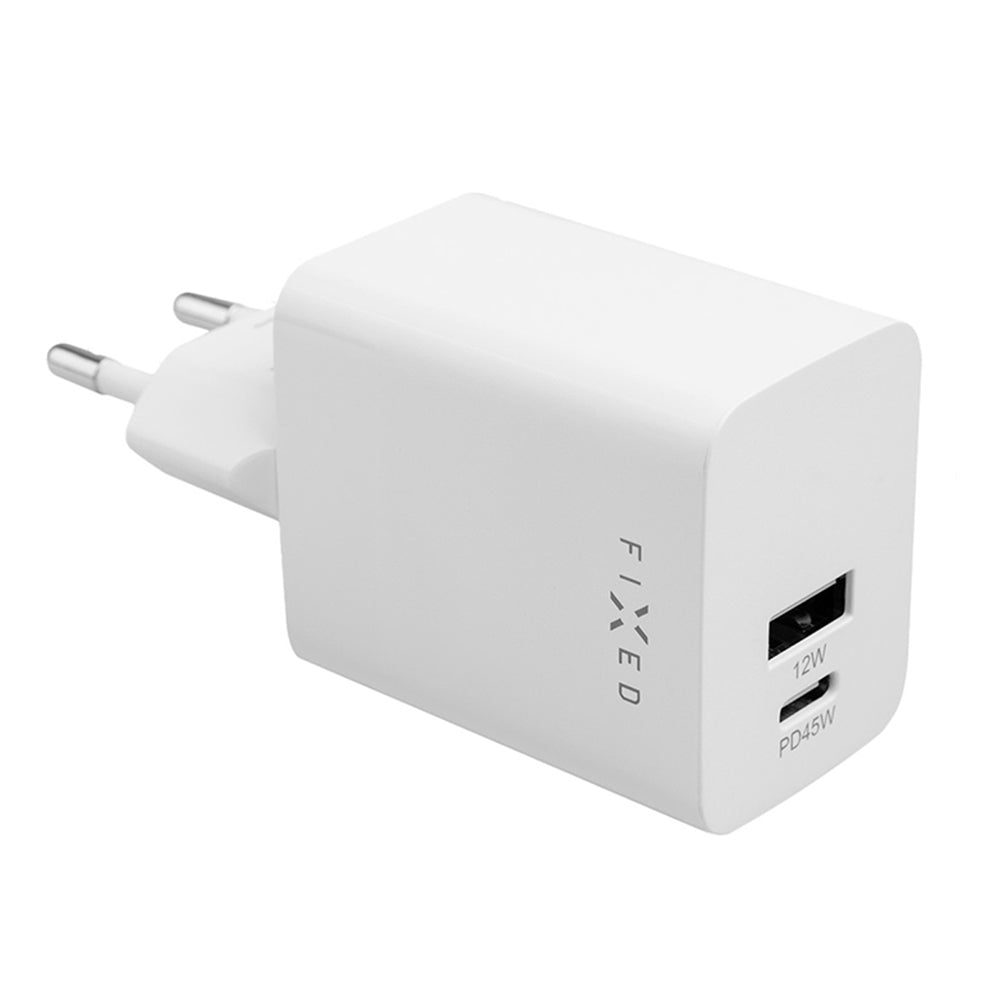 Incarcator Retea Fixed Mini, 45W, 3A, 1 x USB-A - 1 x USB-C, Alb