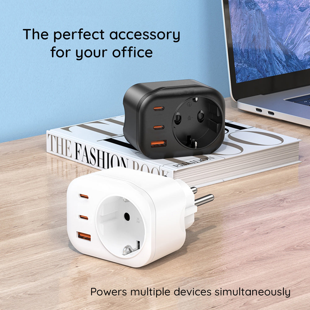 Incarcator Retea HAVIT UC142, 30W, 3A, 1 x USB-A - 2 x USB-C - 1 x Schuko, Negru