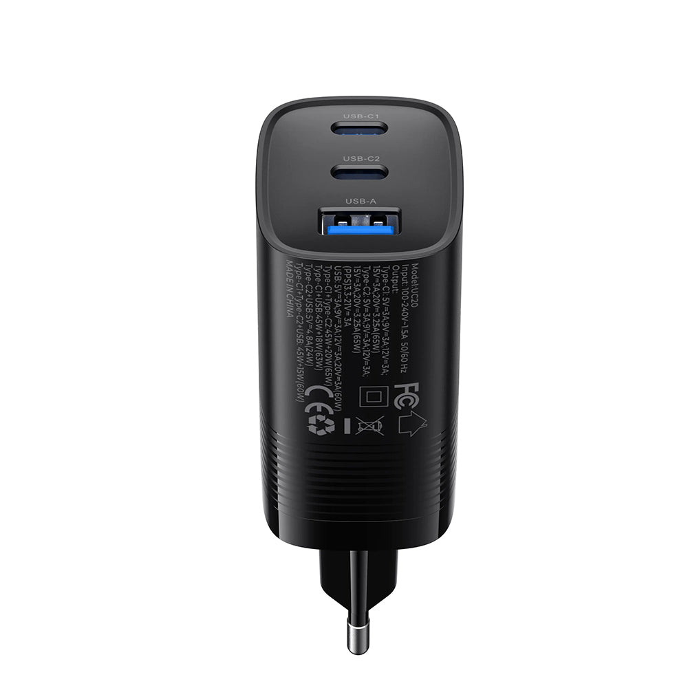 Incarcator Retea HAVIT UC20, 65W, 3A, 1 x USB-A - 2 x USB-C, Negru