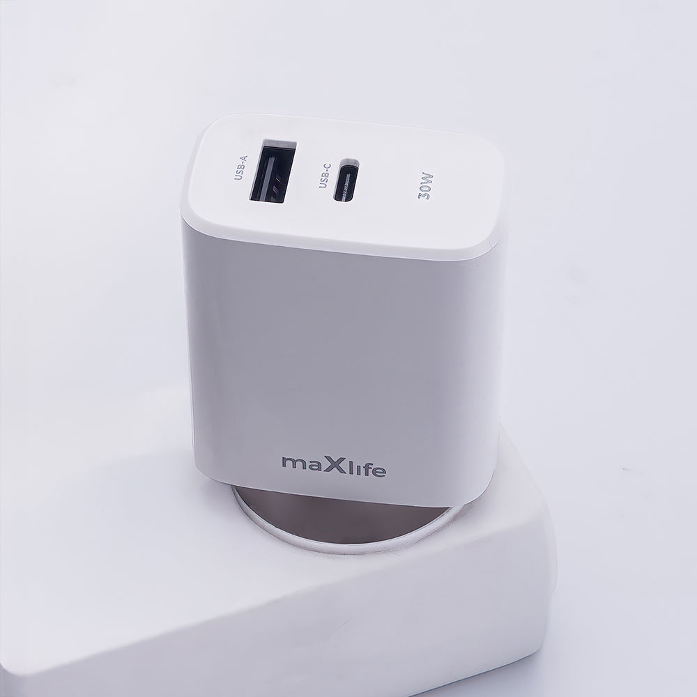 Incarcator Retea MaXlife MXTC-10-30AC, 30W, 3A, 1 x USB-A - 1 x USB-C, Alb