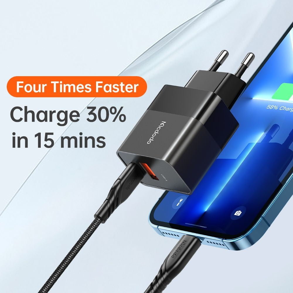 Incarcator Retea McDodo CH-1951 Hydrogen, 20W, 3A, 1 x USB-A - 1 x USB-C, Negru