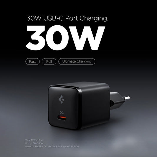 Incarcator Retea Spigen EE301EU Essential, 30W, 3A, 1 x USB-C, Negru ACH09493