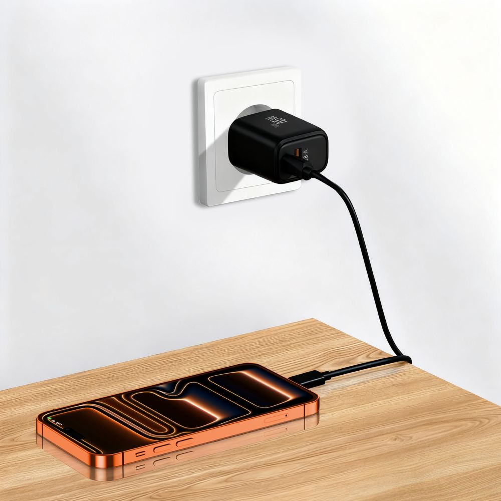 Incarcator Retea Tech-Protect NCA45W, 45W, 3A, 1 x USB-A - 1 x USB-C, Negru