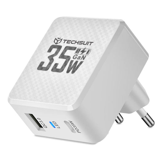Incarcator Retea Techsuit CHPD173 Tiny, 35W, 3A, 1 x USB-A - 1 x USB-C, Alb
