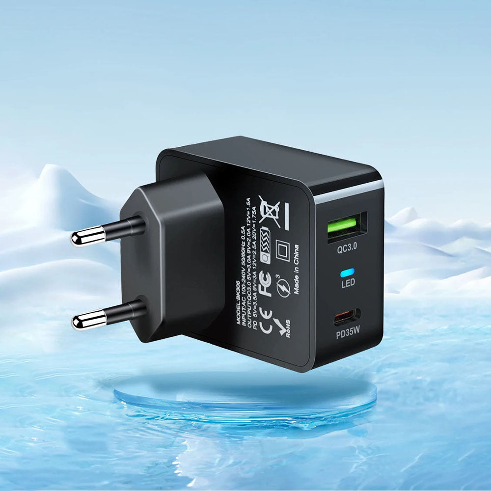 Incarcator Retea Techsuit CHPD173 Tiny, 35W, 3A, 1 x USB-A - 1 x USB-C, Alb