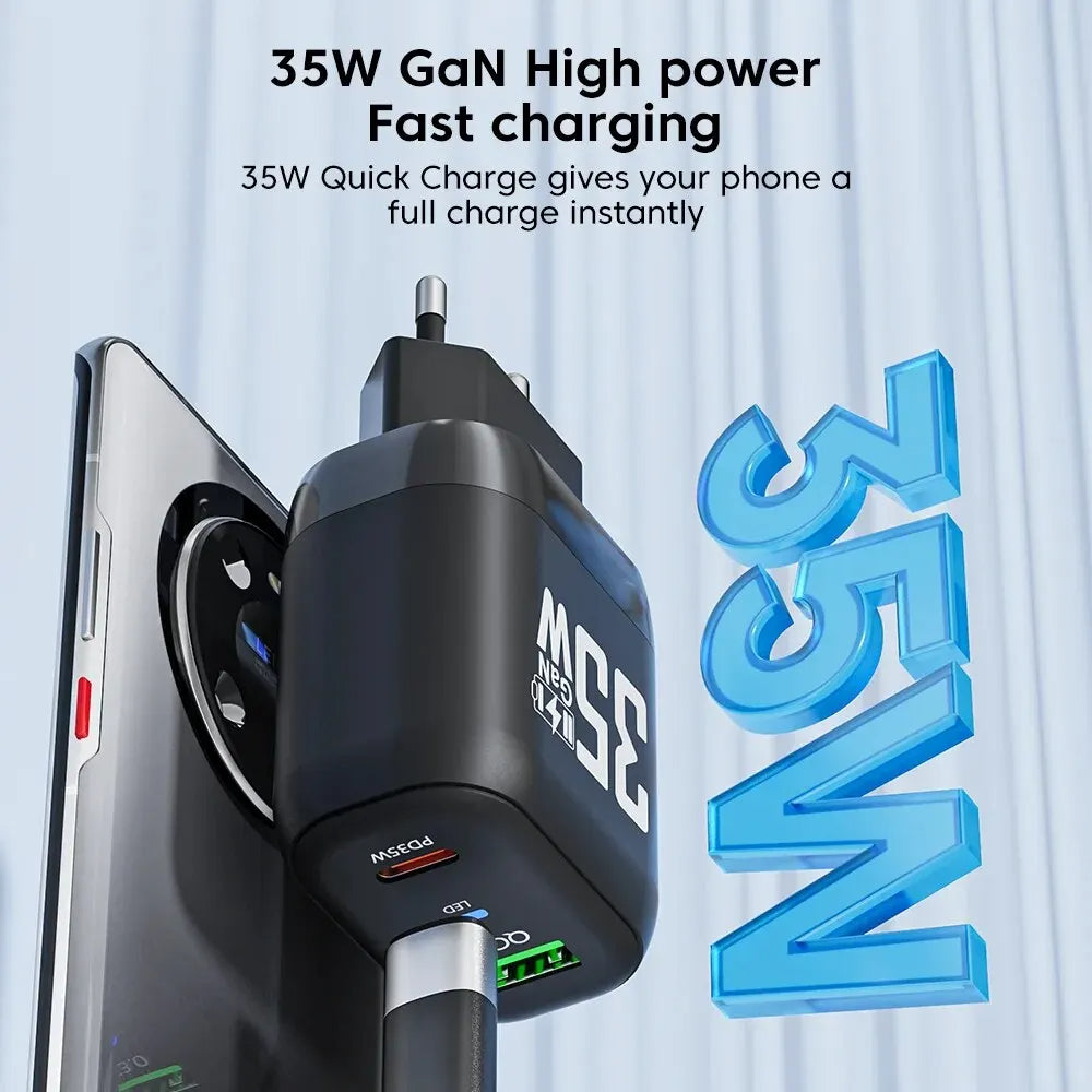 Incarcator Retea Techsuit CHPD174, 35W, 3A, 1 x USB-A - 1 x USB-C, Negru