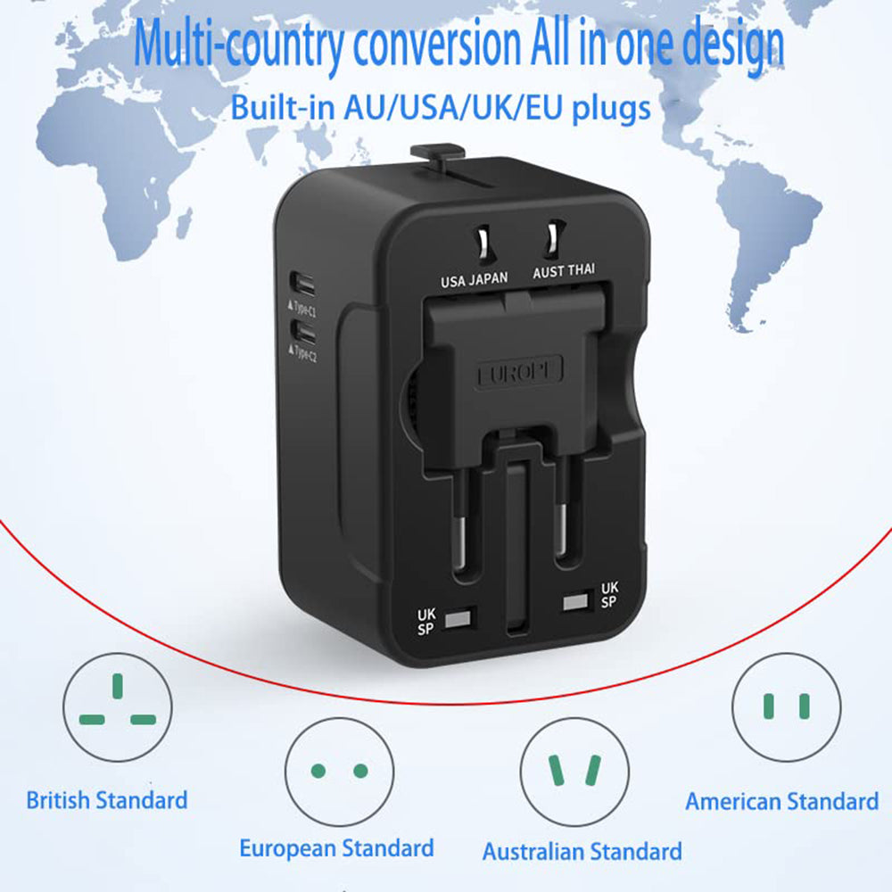 Incarcator Retea Techsuit HHT202-2C Travel, 15W, 3A, 2 x USB-C, Negru