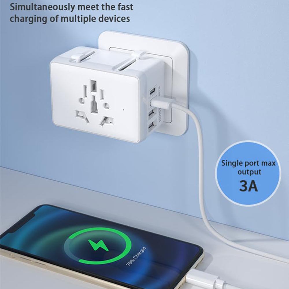 Incarcator Retea Techsuit HHt204A Travel, 15W, 3A, 2 x USB-A - 2 x USB-C, Negru