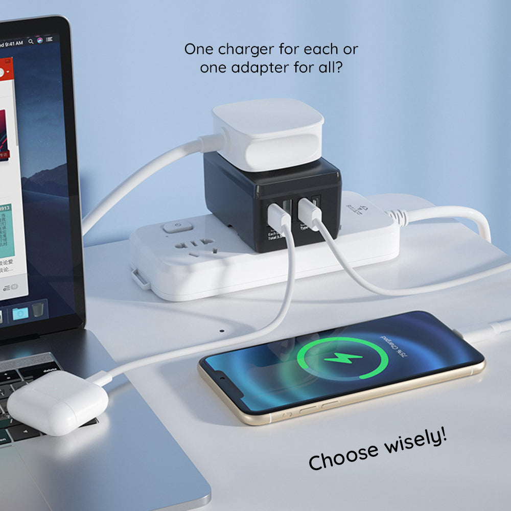 Incarcator Retea Techsuit HHt204A Travel, 15W, 3A, 2 x USB-A - 2 x USB-C, Negru