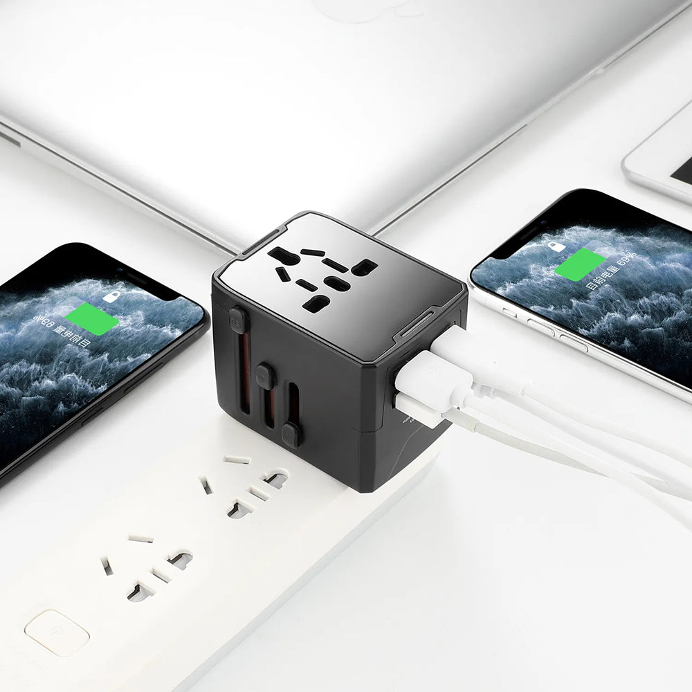 Incarcator Retea Techsuit HHT520 Travel, 15W, 3A, 3 x USB-A - 1 x USB-C, Negru