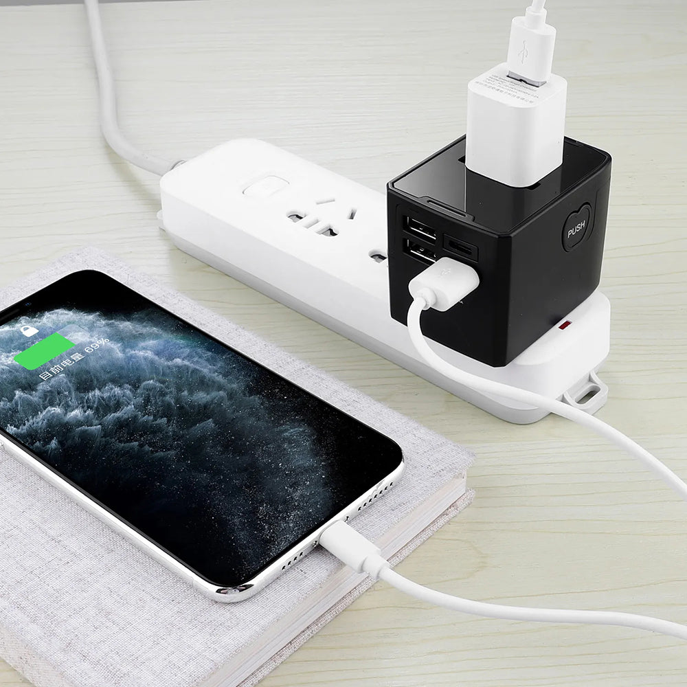 Incarcator Retea Techsuit HHT520 Travel, 15W, 3A, 3 x USB-A - 1 x USB-C, Negru