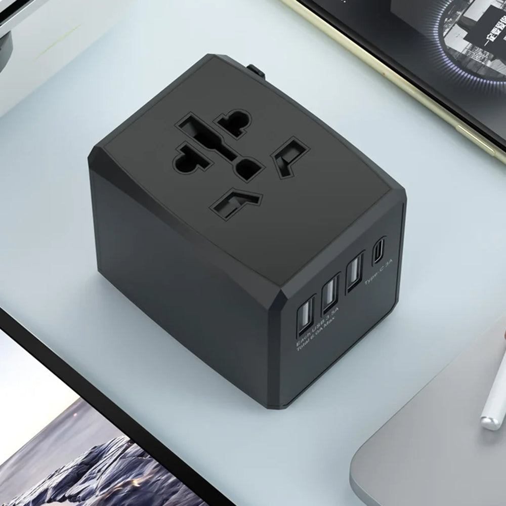 Incarcator Retea Techsuit HHT904-B1 Travel, 15W, 3A, 3 x USB-A - 1 x USB-C, Negru
