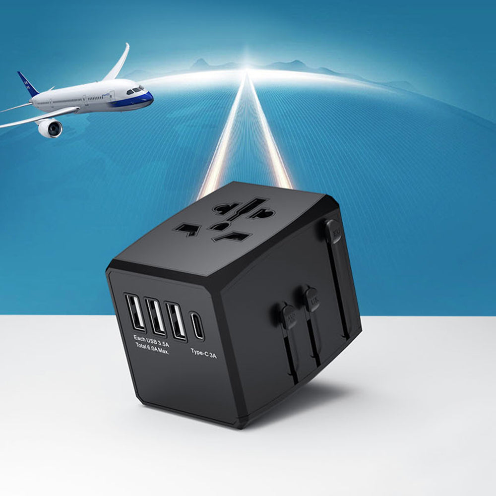 Incarcator Retea Techsuit HHT904-B1 Travel, 15W, 3A, 3 x USB-A - 1 x USB-C, Negru