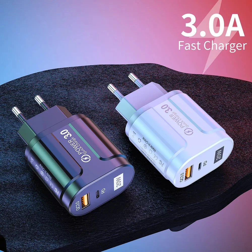 Incarcator Retea Techsuit Premium, 20W, 3A, 1 x USB-A - 1 x USB-C, Alb