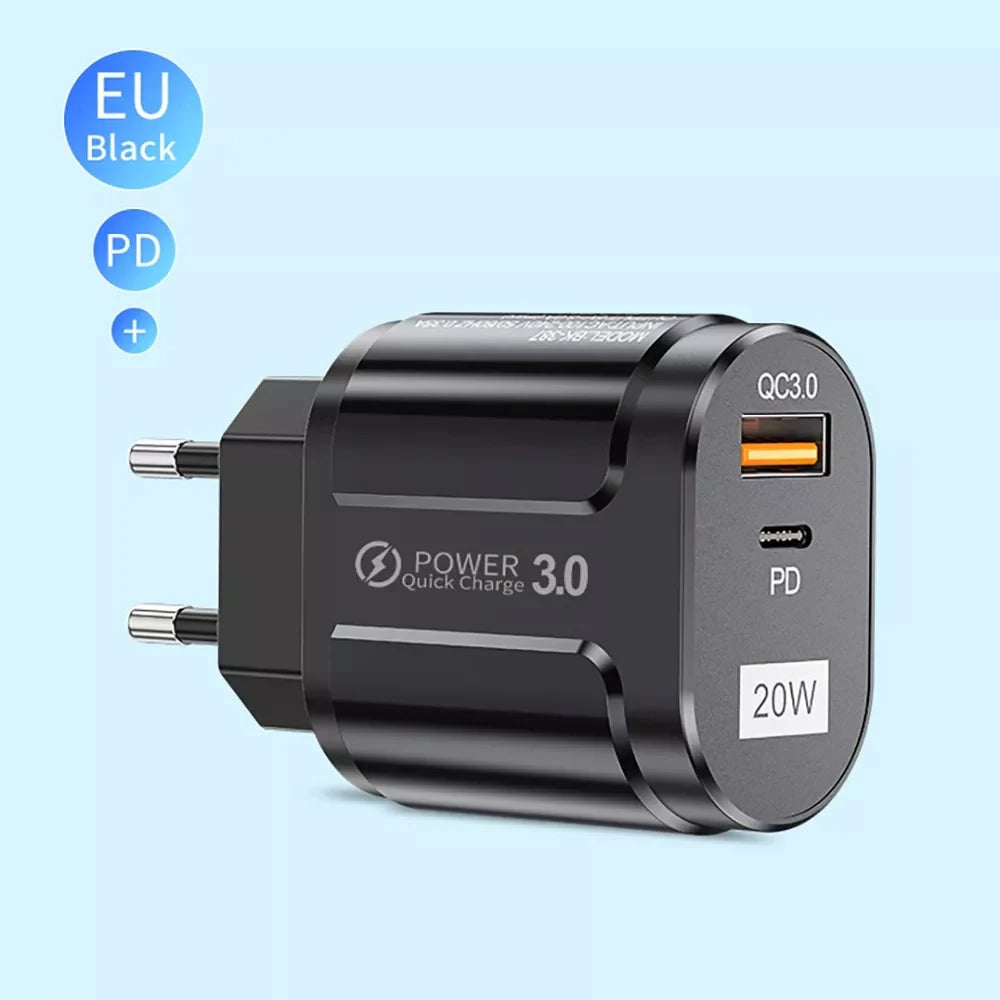 Incarcator Retea Techsuit Premium, 20W, 3A, 1 x USB-A - 1 x USB-C, Alb