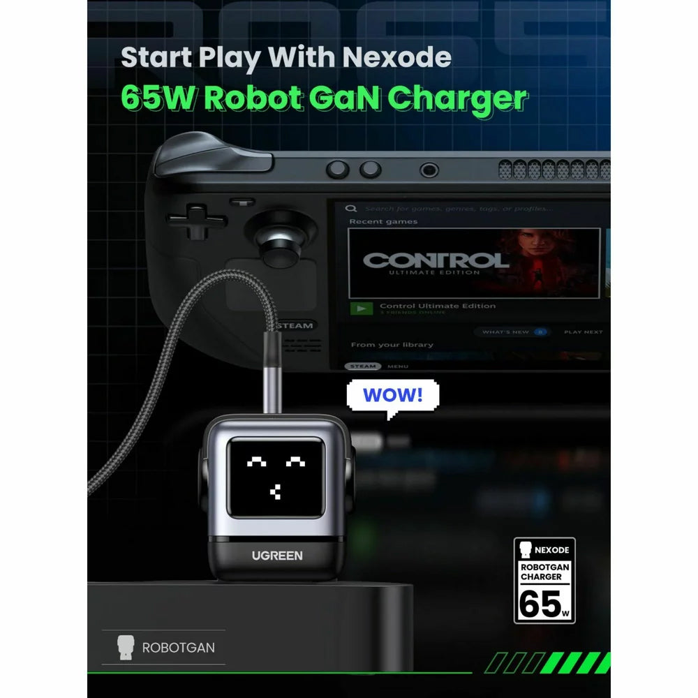 Incarcator Retea UGREEN CD361 Uno, 65W, 3.25A, 1 x USB-A - 2 x USB-C, Negru