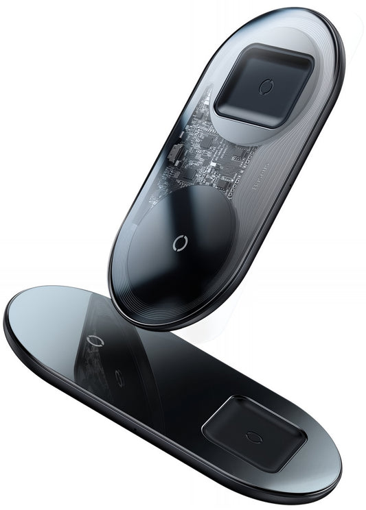 Incarcator Retea Wireless Baseus Simple 2in1, 15W, 1.67A, Transparent WXJK-A01