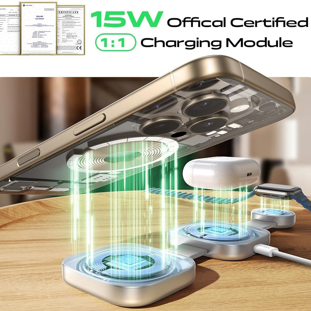 Incarcator Retea Wireless Lisen 3in1, 15W, 1.67A, Gri YL0424040001