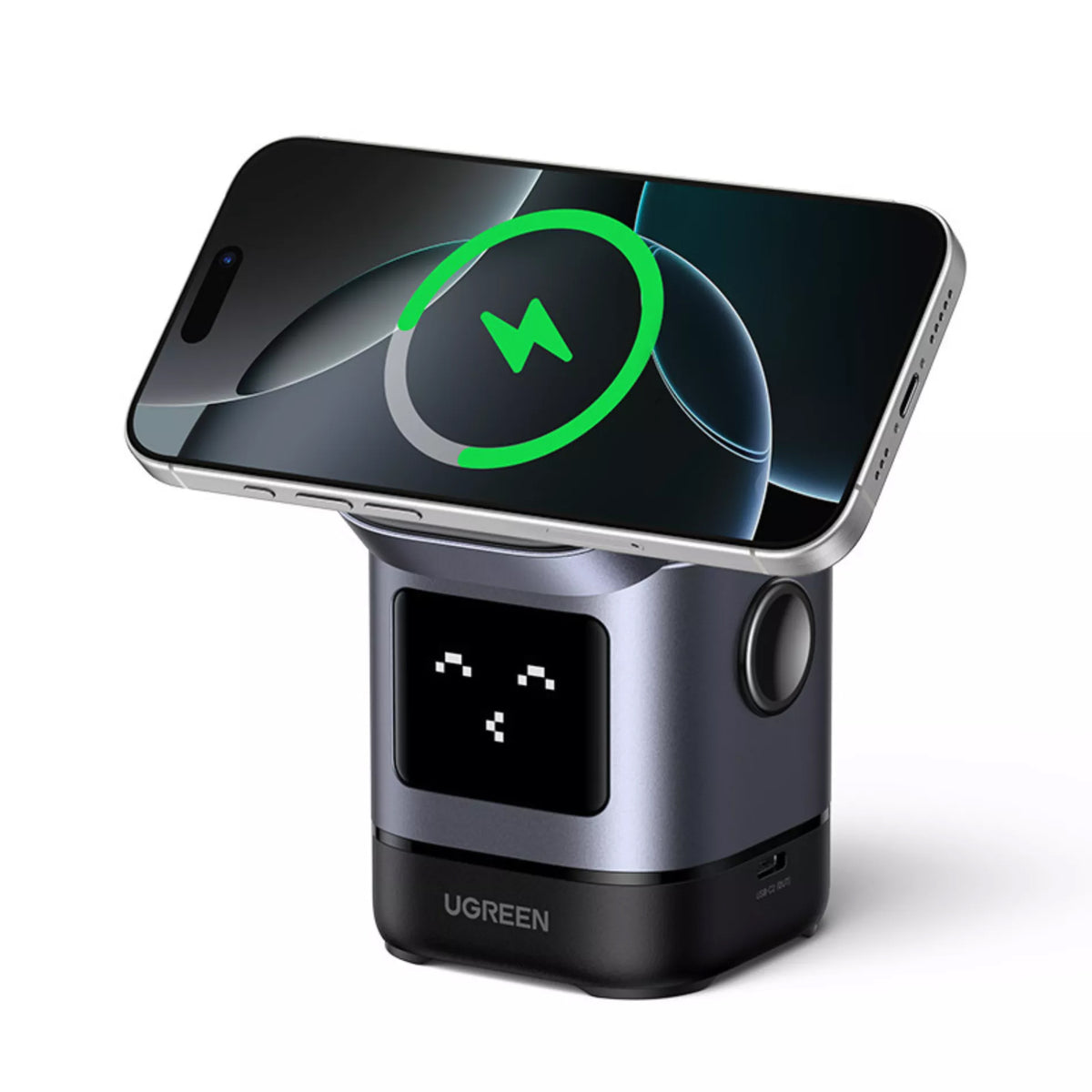 Incarcator Retea Wireless UGREEN W709 Uno 2in1, 15W, 1.67A, Negru