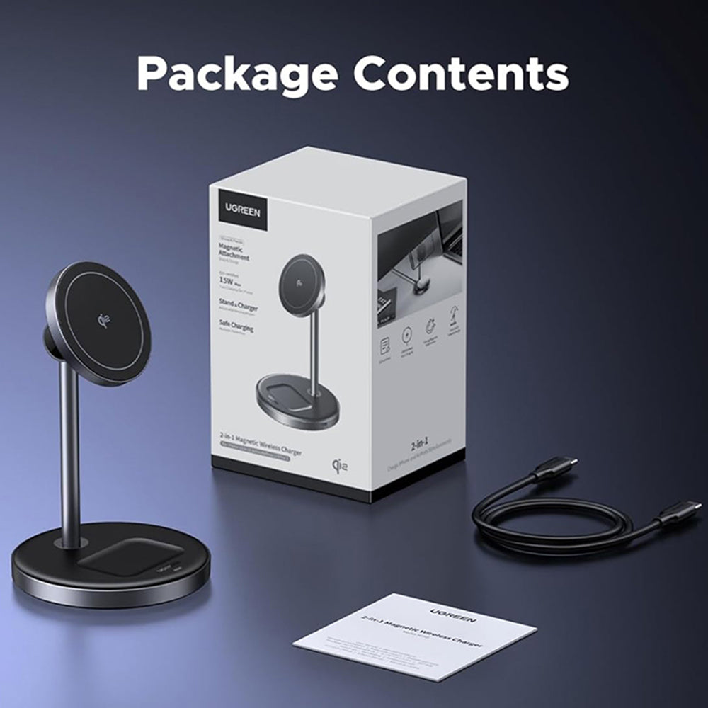 Incarcator Retea Wireless UGREEN W710 3in1, 20W, 1.67A, 1 x USB-C, Negru