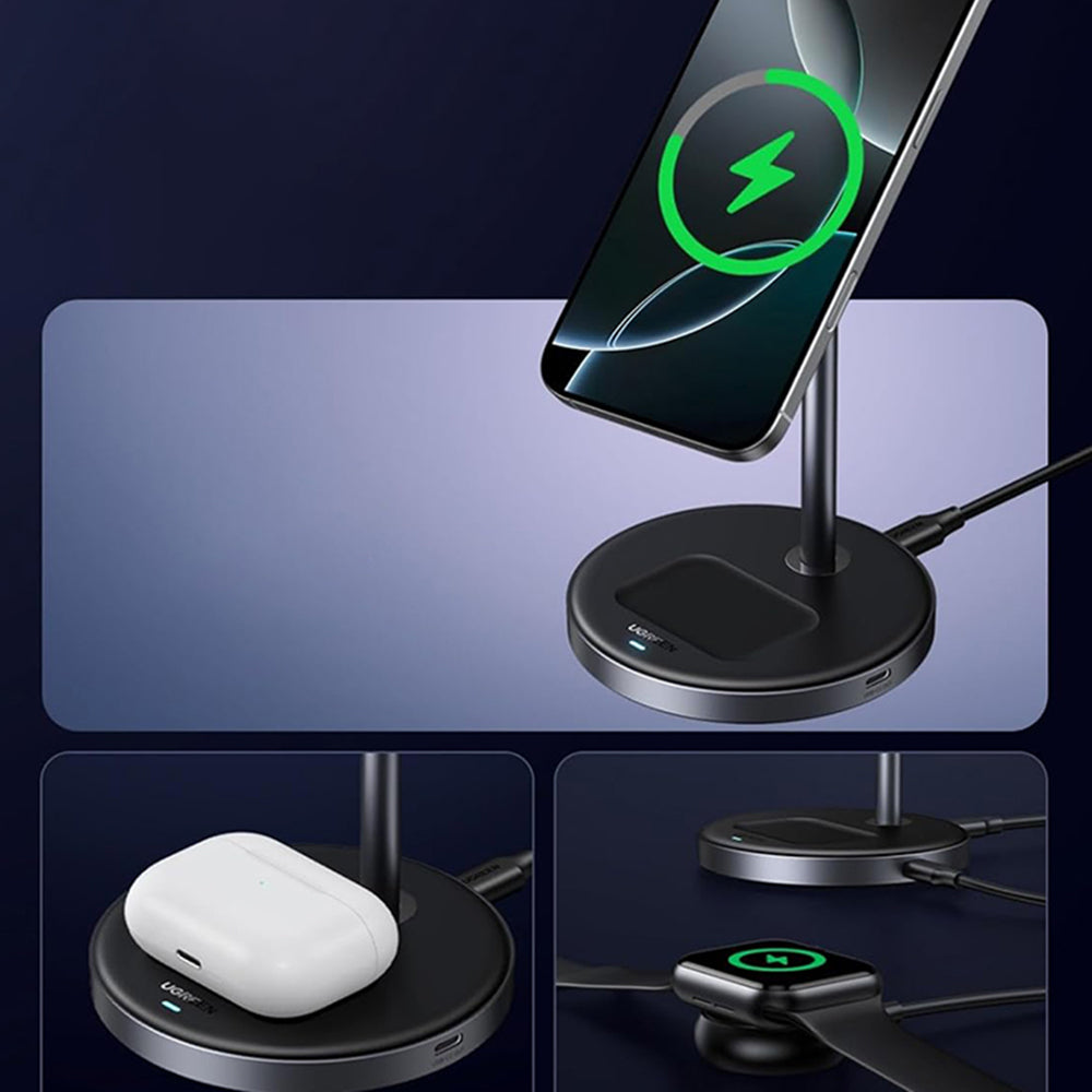Incarcator Retea Wireless UGREEN W710 3in1, 20W, 1.67A, 1 x USB-C, Negru