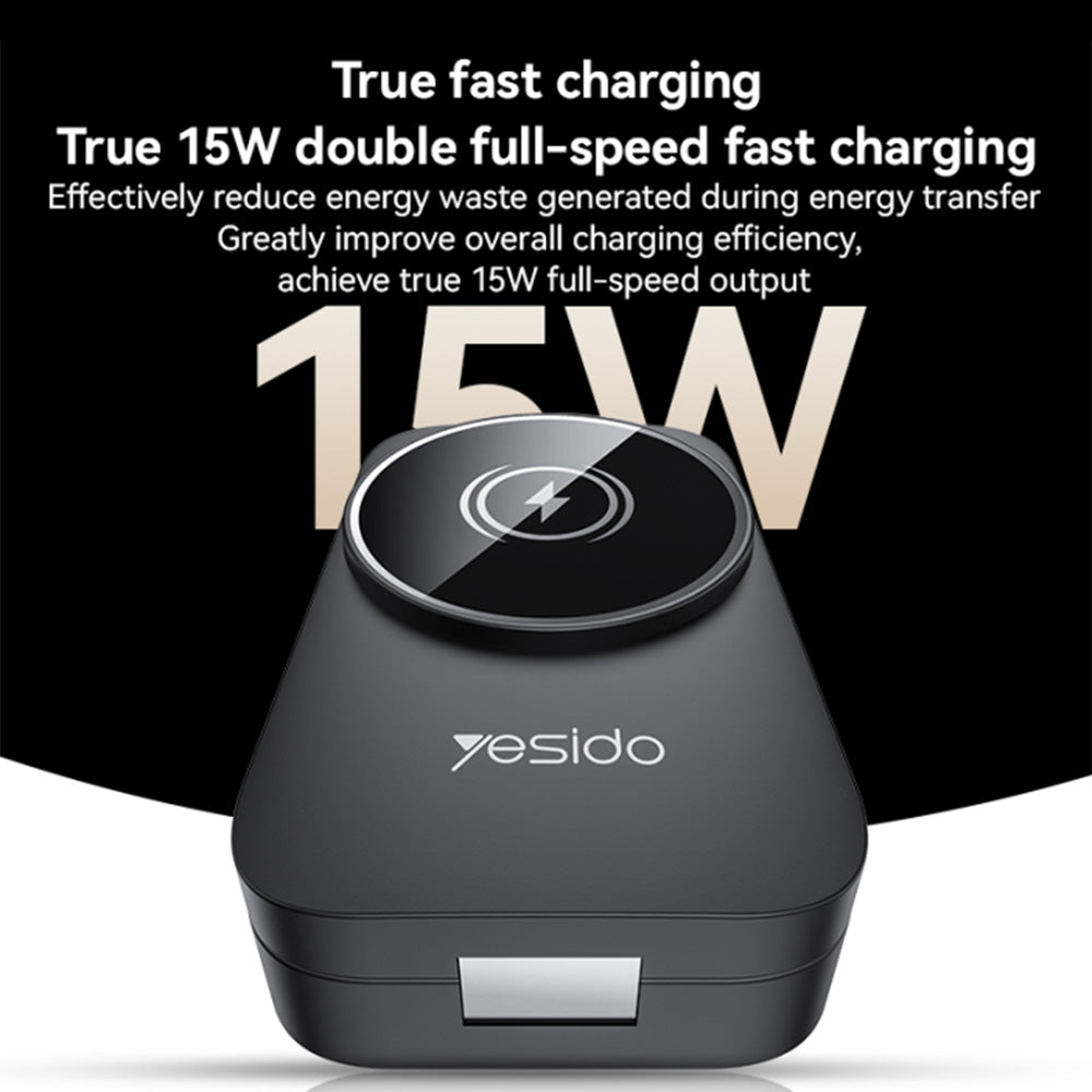 Incarcator Retea Wireless Yesido DS27 3in1, 15W, 1.67A, Negru