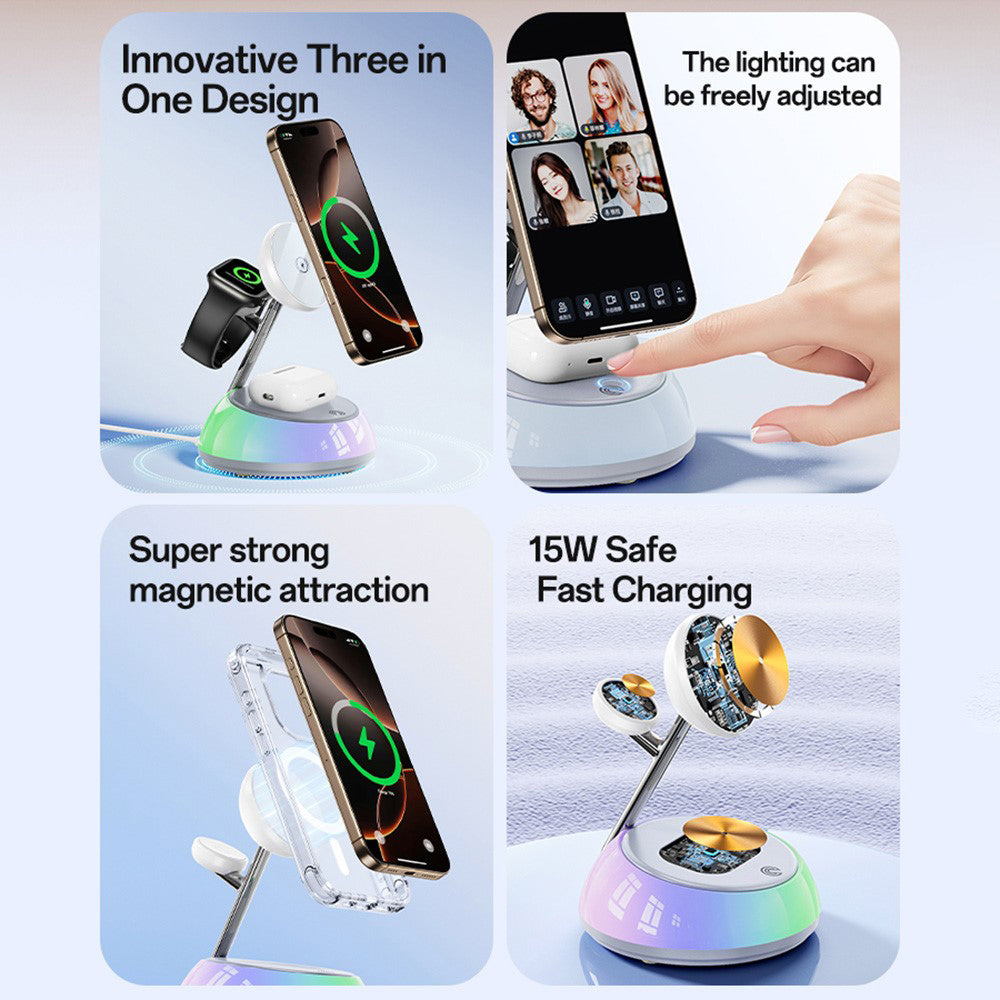 Incarcator Retea Wireless Yesido DS31 3in1, 15W, 1.67A, Alb