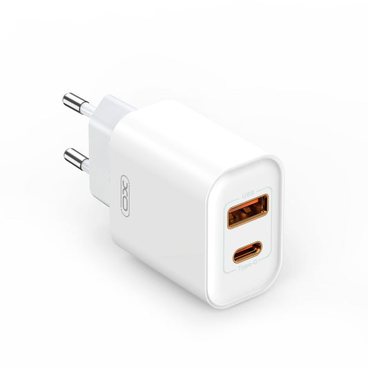 Incarcator Retea XO Design BPCE12, 20W, 3A, 1 x USB-A - 1 x USB-C, Alb