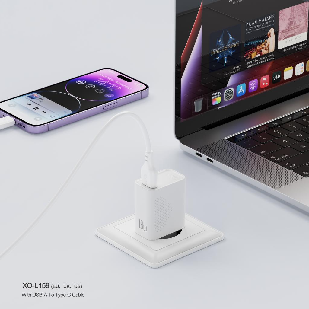 Incarcator Retea XO Design L159, 18W, 3A, 1 x USB-A, Alb