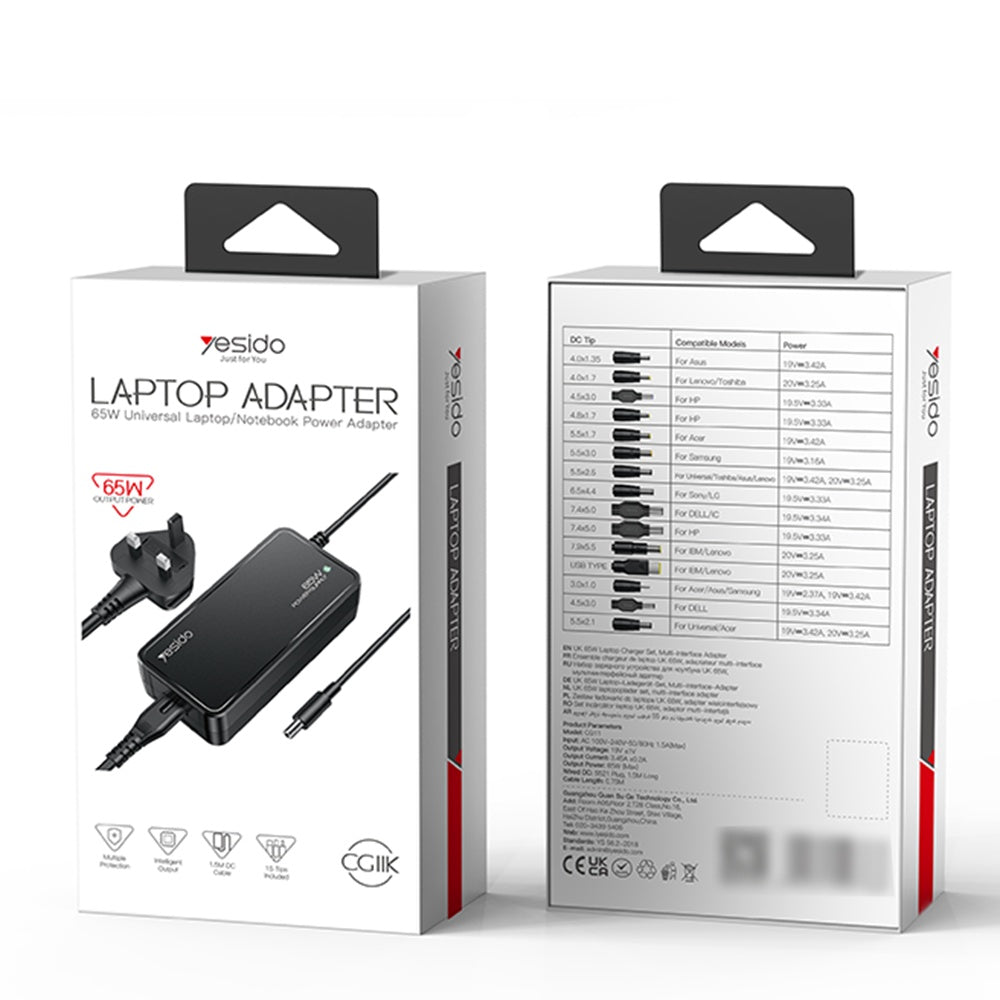 Incarcator Yesido CG11E, 65W, Universal, Negru