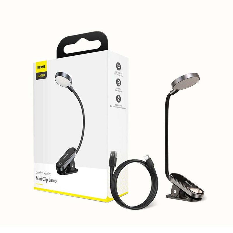 Lampa Led Portabila Baseus Comfort Reading Mini Clip, Gri DGRAD-0G