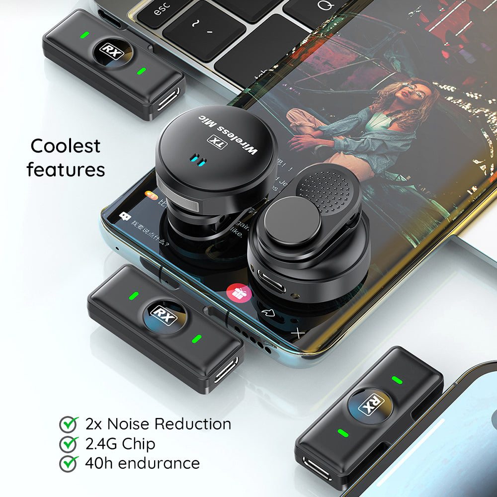 Lavaliera Techsuit LW5, USB-C, Set 2 bucati, Neagra