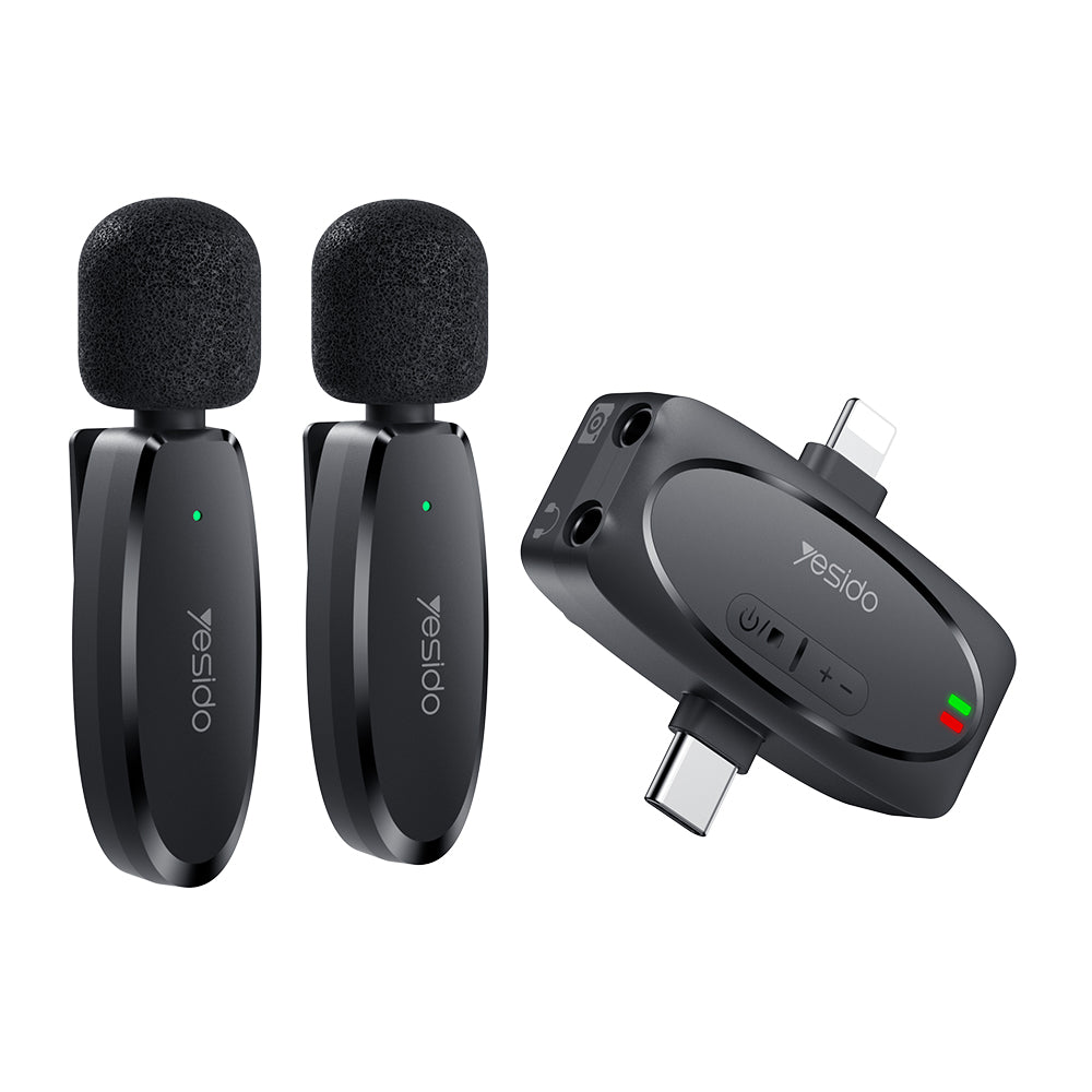 Lavaliera Yesido KR15, USB-C / Lightning, Set 2 bucati, Neagra