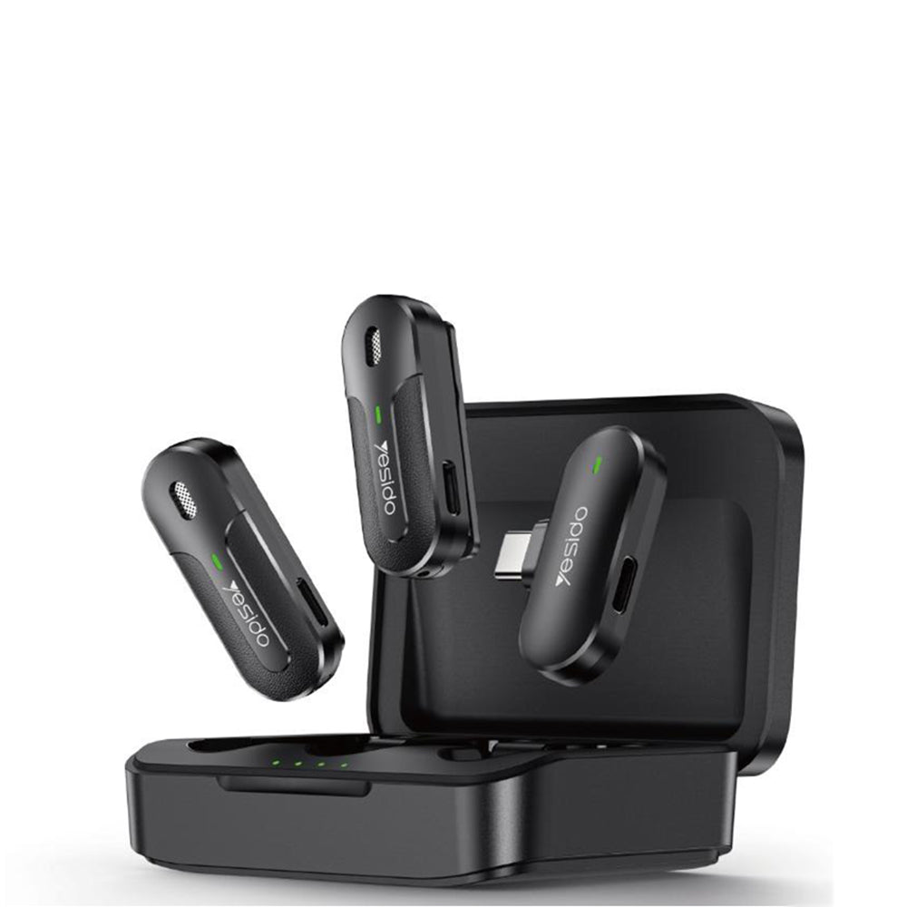 Lavaliera Yesido KR17, USB-C, Set 2 bucati, Neagra