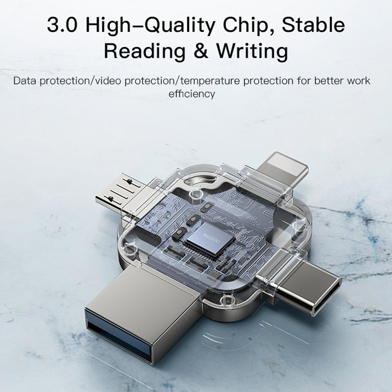Memorie Externa USB-A 3.0 / Lightning / USB-C / microUSB Yesido FL15, 128Gb
