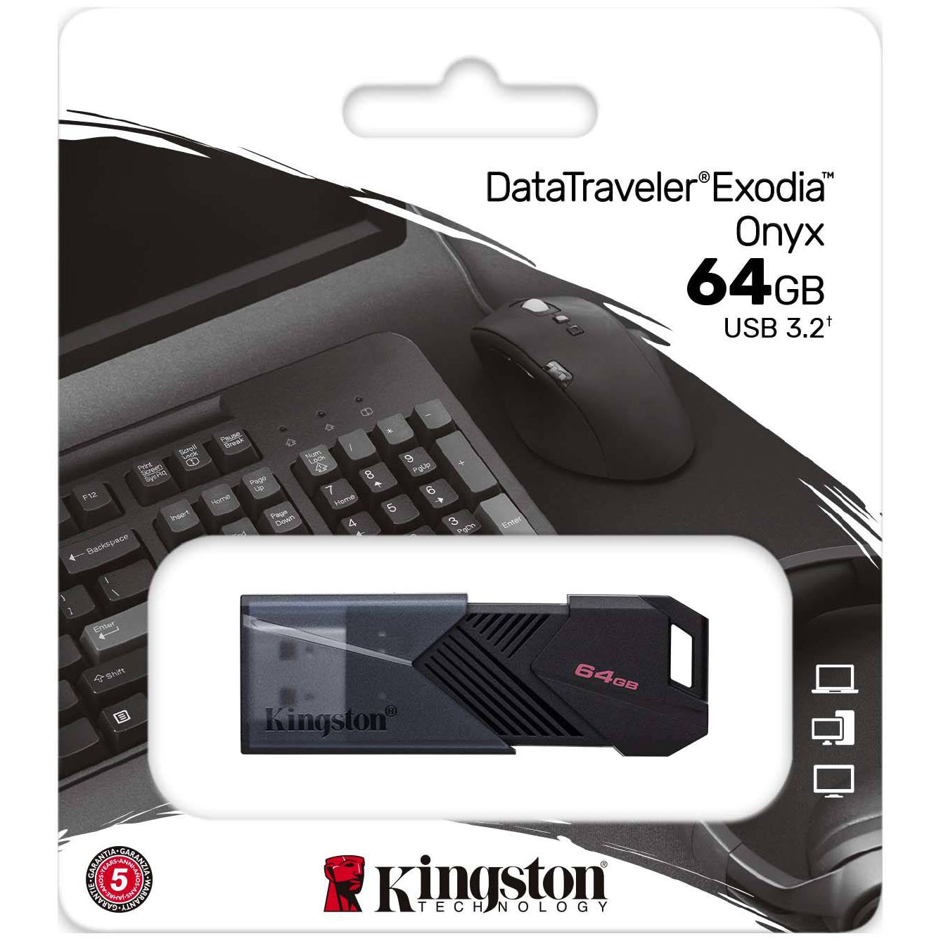 Memorie Externa USB-A 3.0 Kingston Exodia Onyx, 64Gb DTXON/64GB