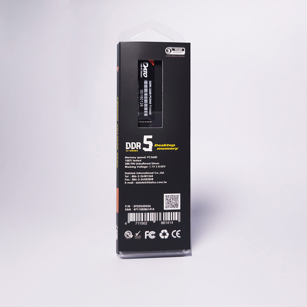 Memorie RAM Dato, DDR5, 8GB, 5600Mhz, Neagra DT8G5DU56