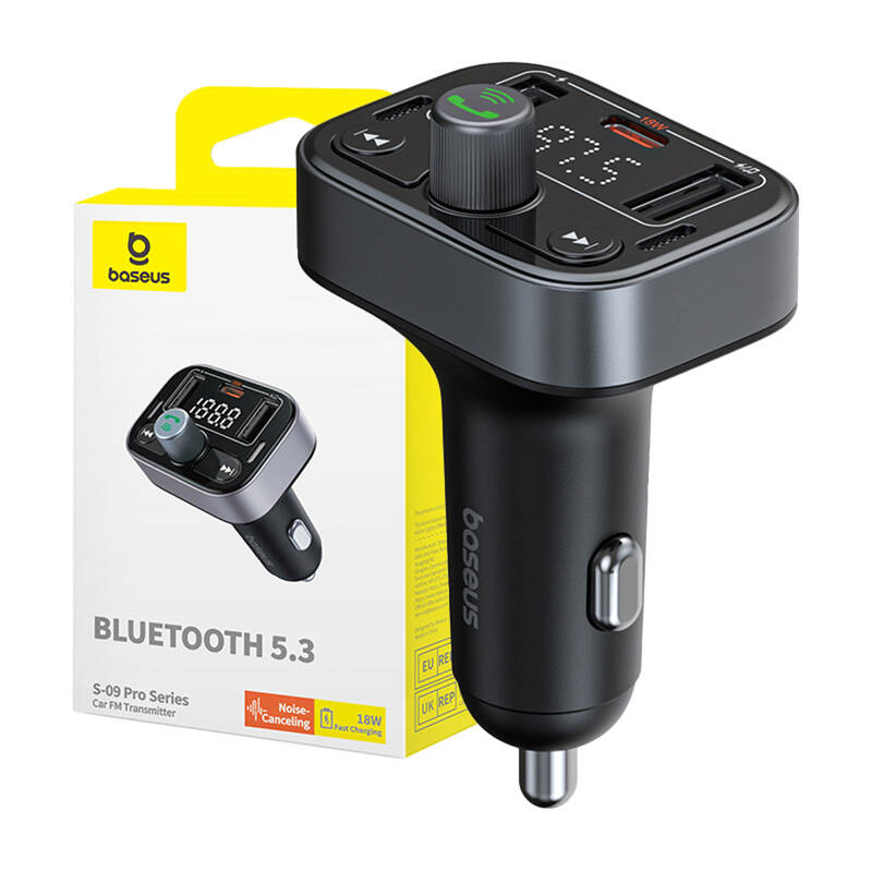 Modulator FM Bluetooth Baseus S-09 Pro, 2 x USB-A - 1 x USB-C C10762200113-00