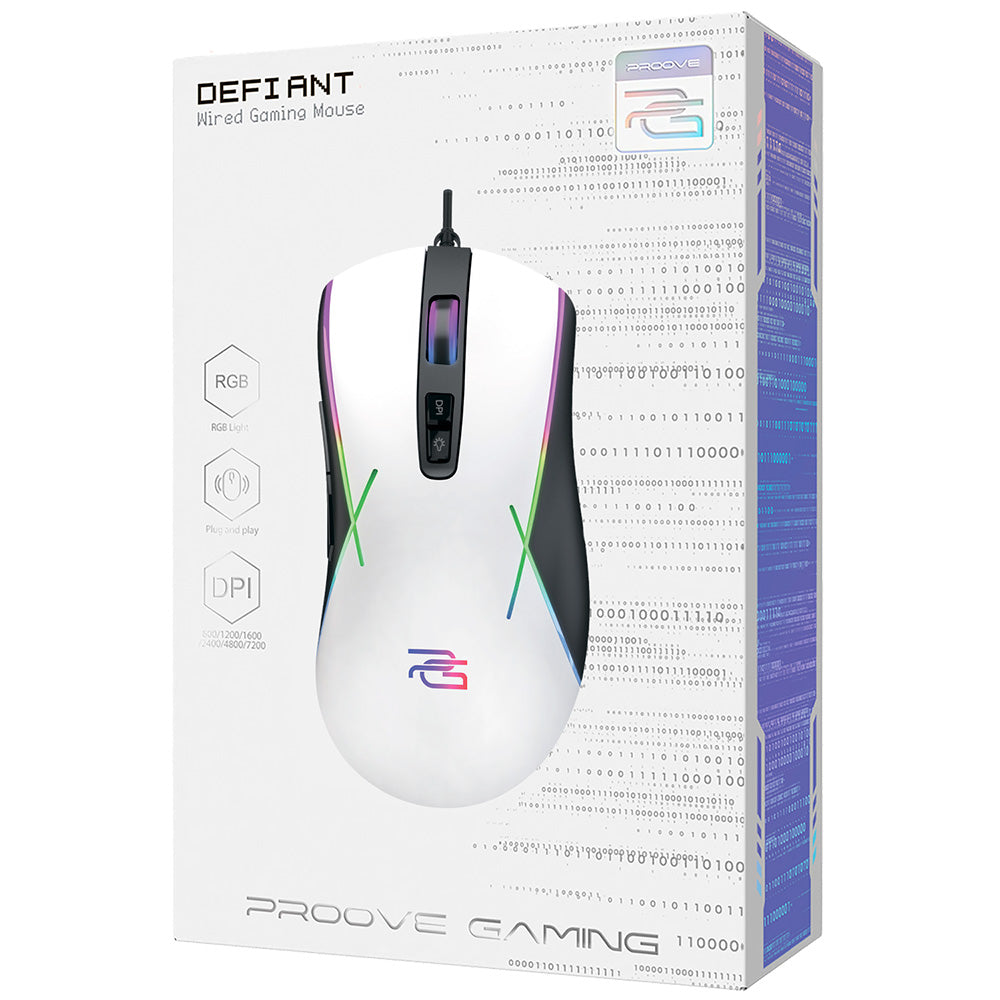 Mouse Gaming Wired USB Proove Defiant, RGB, 7200DPI, Alb CMDE00000101