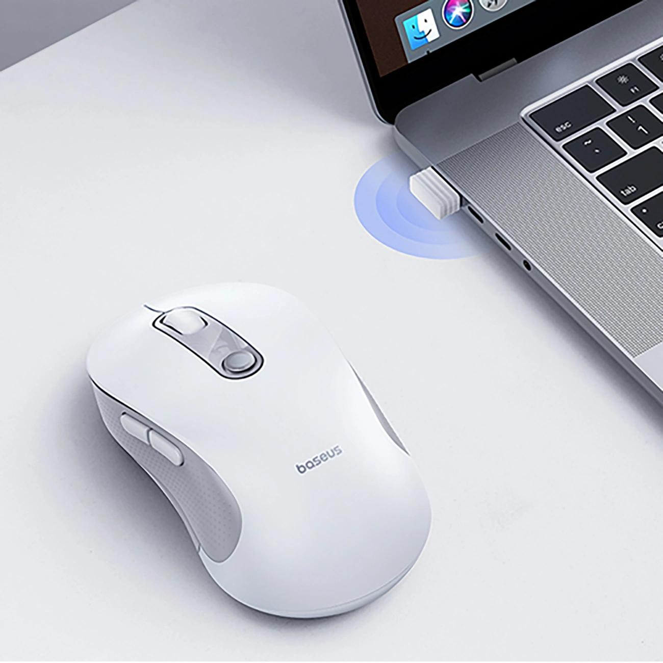 Mouse Wireless Baseus F02, 1600DPI, Wi-Fi, Alb B0203302