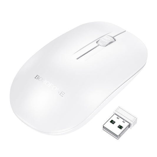 Mouse Wireless Borofone BG14 Planet, 1000DPI, BT / Wi-FI, Alb
