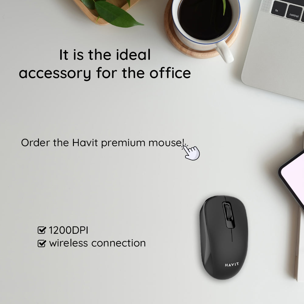 Mouse Wireless HAVIT MS626GT, 1200DPI, Negru Gri