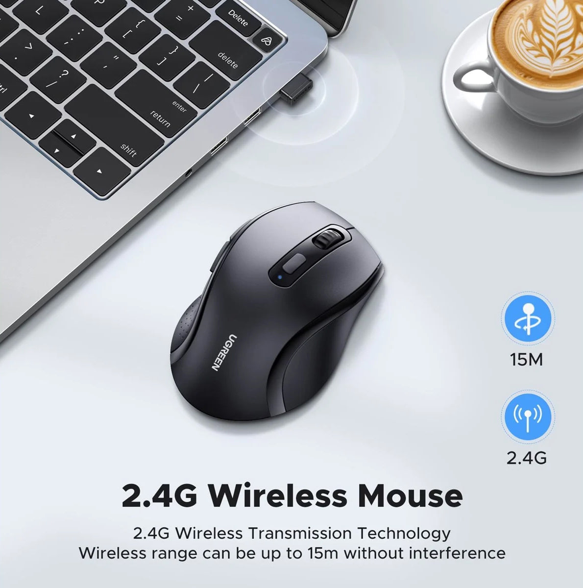 Mouse Wireless UGREEN M511, 1600DPI, Negru