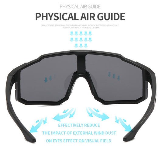 Ochelari De Ciclism Unisex Techsuit 9337, Protectie UV, Negri Rosii
