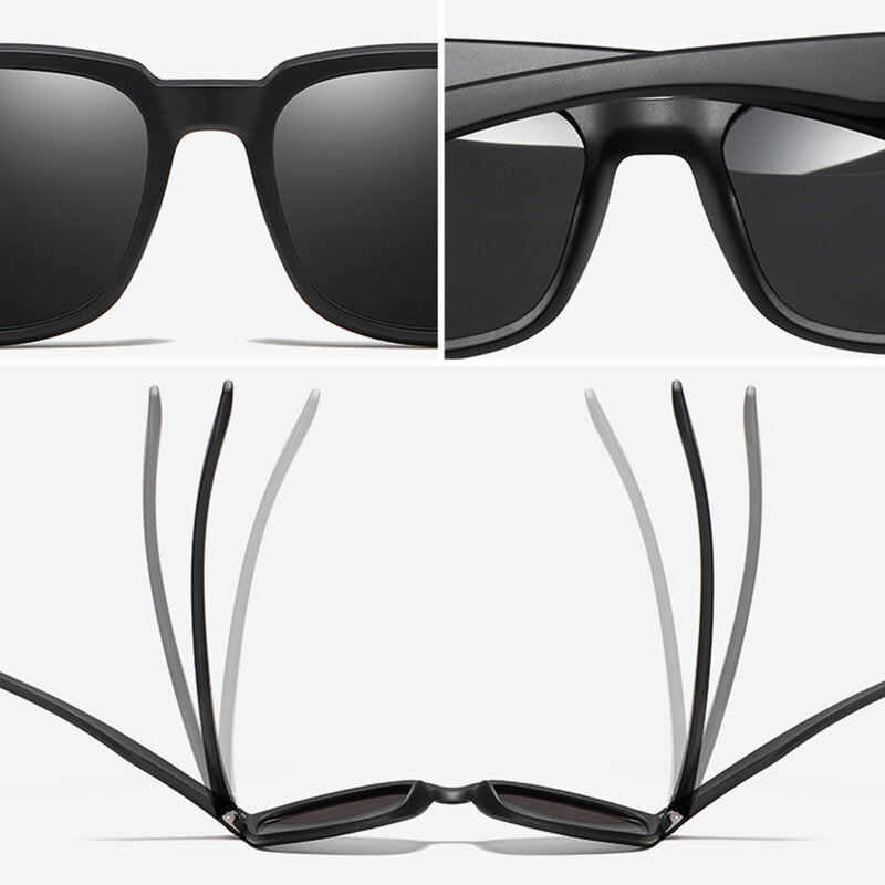 Ochelari De Soare Barbati Techsuit TR90 (MM101), Polarizati, Protectie UV, Negri Mat Gri