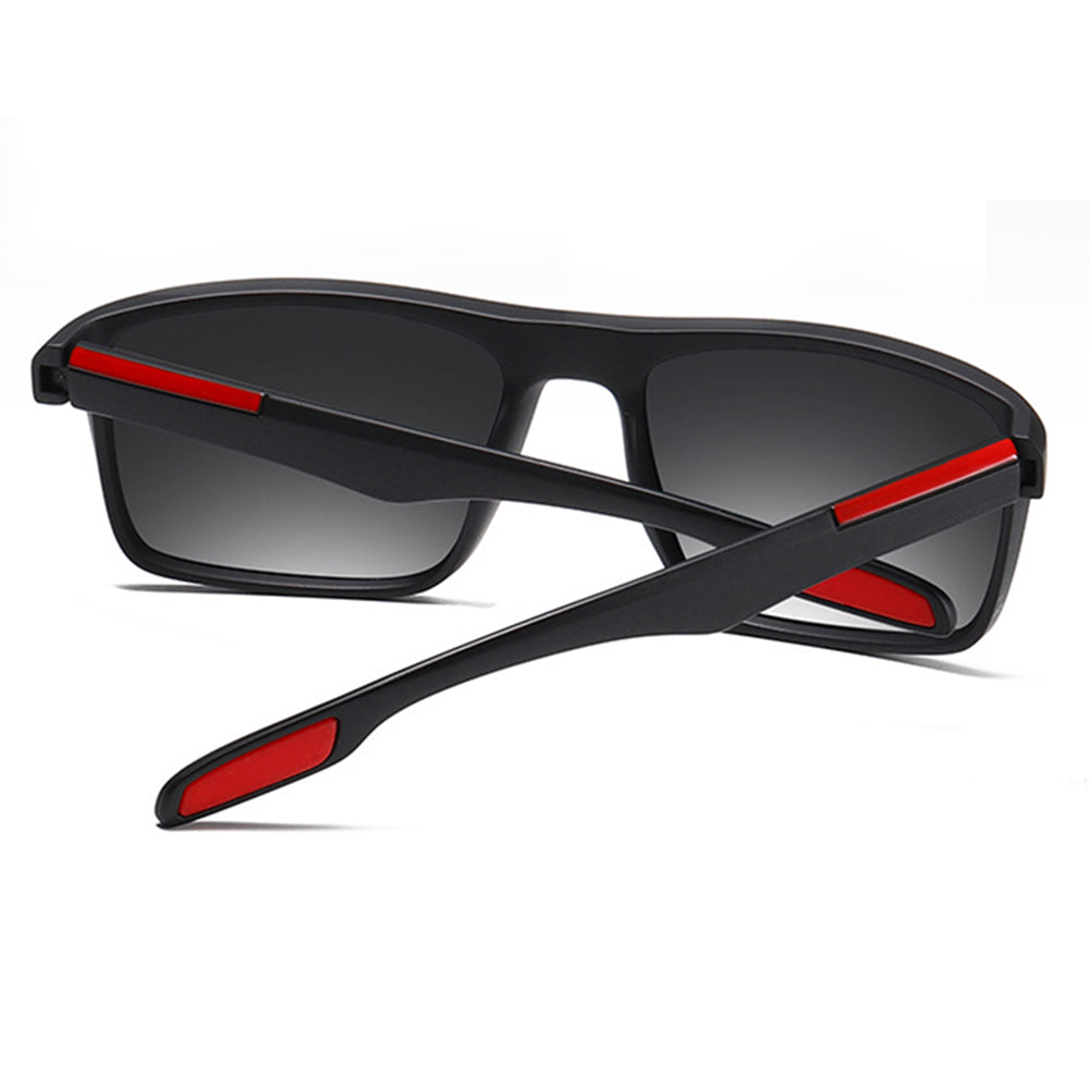 Ochelari De Soare Barbati Techsuit TR90 (MM101), Polarizati, Protectie UV, Negri Mat Rosii
