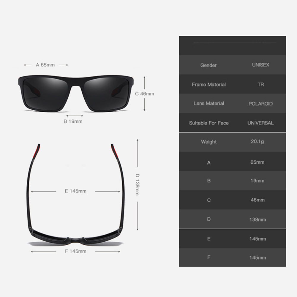 Ochelari De Soare Barbati Techsuit TR90 (MM101), Polarizati, Protectie UV, Negri Mat Rosii