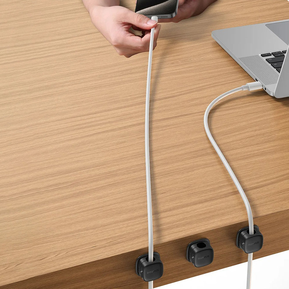 Organizator Cabluri Baseus Lite Magnetic, Set 3 Bucati, Negru B01331106111-00