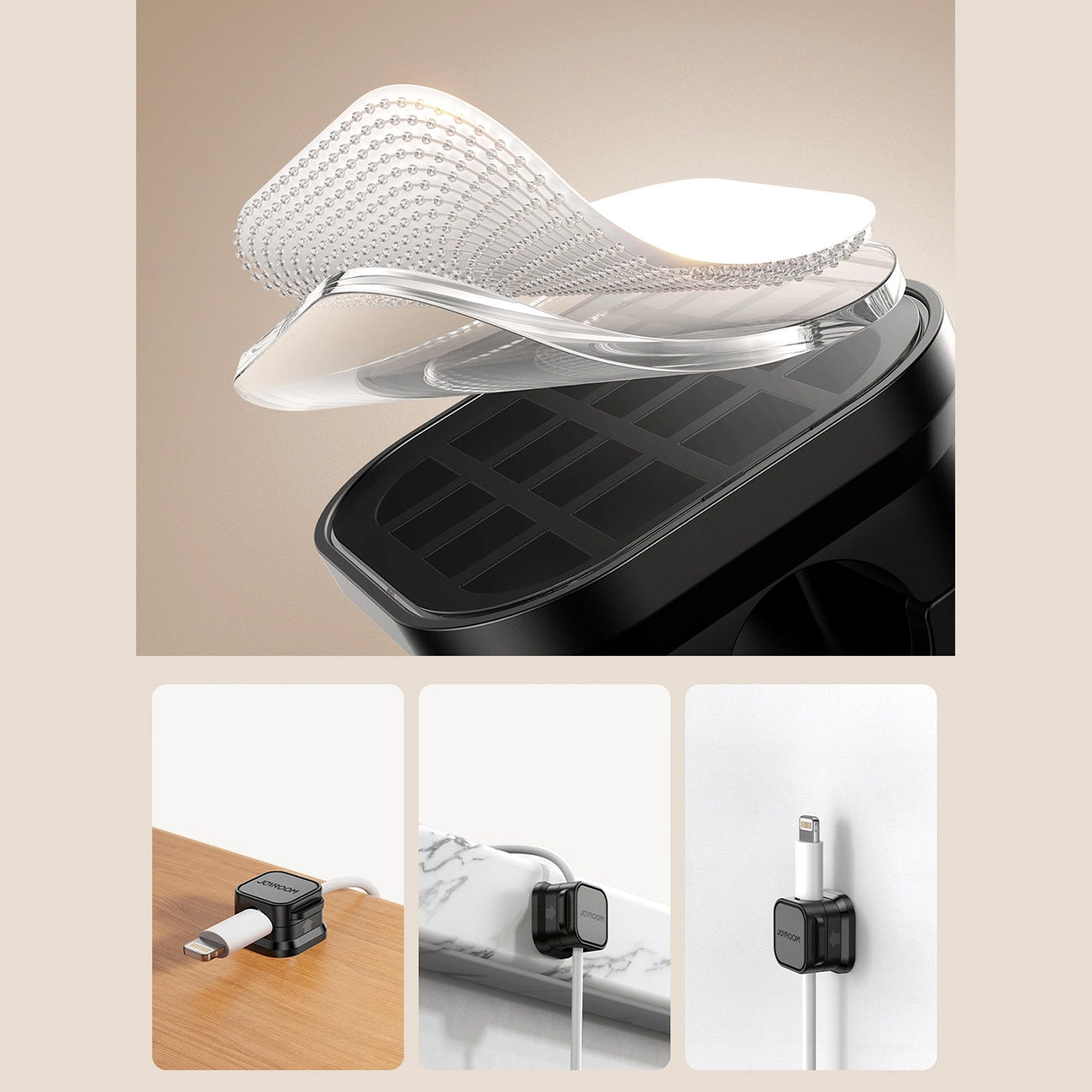 Organizator Cabluri Joyroom JR-ZS368, Set 3 Bucati, Negru